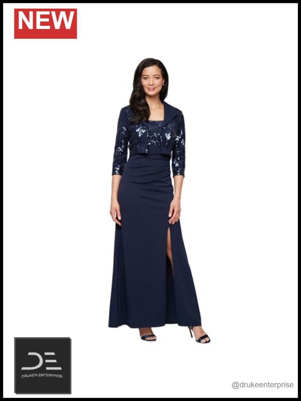 Alex Evenings Empire Waist Bolero Jacket Dress Formal Sequin Scuba Crepe Petite